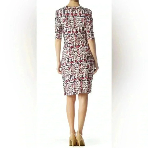 Laundry Shelli Segal Patterned 3/4 Sleeve Faux Wrap Dress Size S - Picture 5 of 14